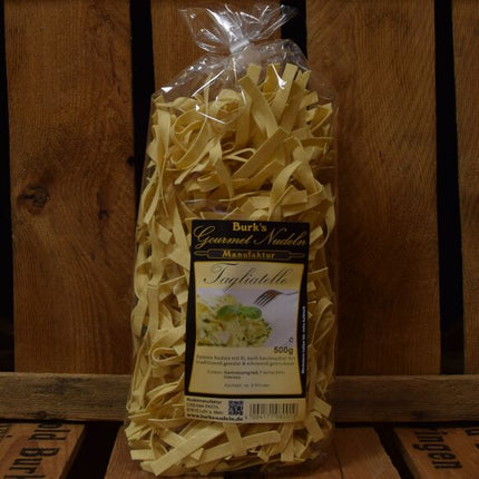 Gourmet - Tagliatelle traditionell gewalzte, breite Bandnudeln 8mm, Pasta mit Ei (500g) von Burk´s Nudeln