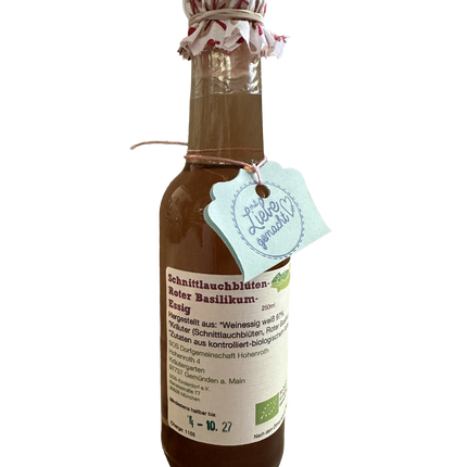Bio - Schnittlauchblüten–Roter Basilikum Essig – Sommerliche Frische 250ml