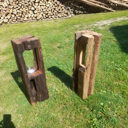 Kerzen- / Dekosäule aus alten Eichenbalken