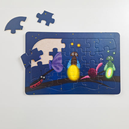 Kinderpuzzle „Glüh’ Würmchen!“ – 24-teiliges Rahmenpuzzle ab 3 Jahren