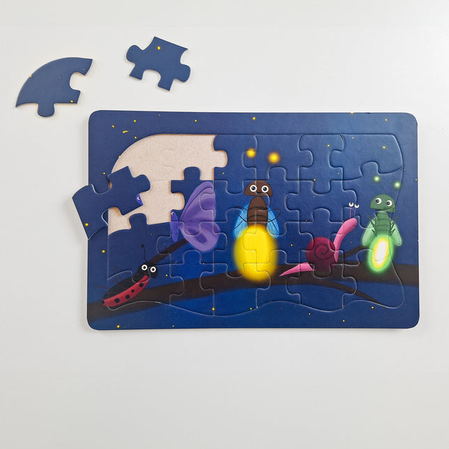 Kinderpuzzle „Glüh’ Würmchen!“ – 24-teiliges Rahmenpuzzle ab 3 Jahren