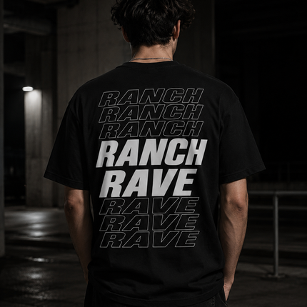 Ranch Rave "Bunker Shirt" – Schwarzes Oversize T-Shirt mit Backprint