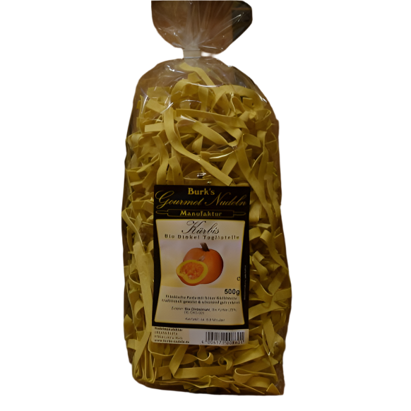 Gourmet Bio - Hokkaidokürbis Dinkel Bandnudeln lang, 8mm (500g) von Burk´s Nudeln