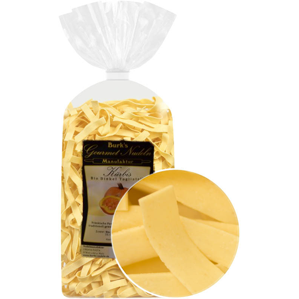 Gourmet Bio - Hokkaidokürbis Dinkel Bandnudeln lang, 8mm (500g) von Burk´s Nudeln