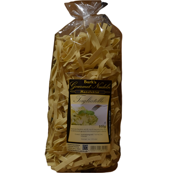 Gourmet - Tagliatelle traditionell gewalzte, breite Bandnudeln 8mm, Pasta mit Ei (500g) von Burk´s Nudeln