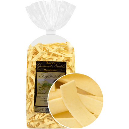 Gourmet - Tagliatelle traditionell gewalzte, breite Bandnudeln 8mm, Pasta mit Ei (500g) von Burk´s Nudeln