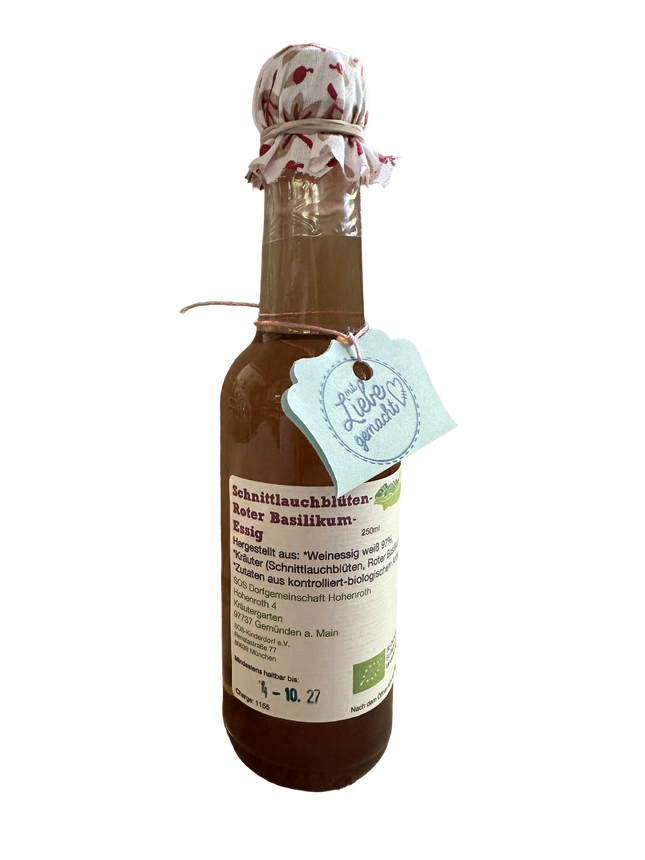 Bio - Schnittlauchblüten–Roter Basilikum Essig – Sommerliche Frische 250ml