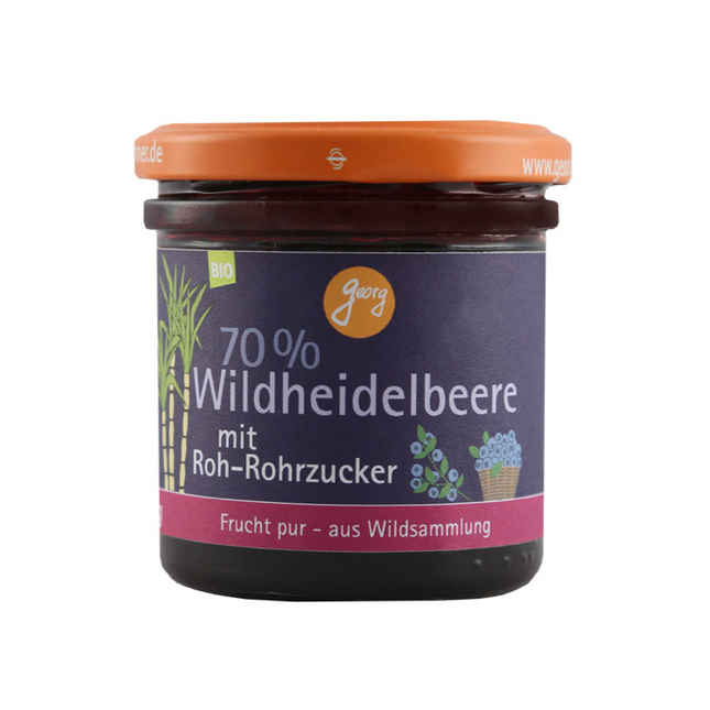Georgs Bio Fruchtaufstrich Wildheidelbeere (70%) - mit Rohrohrzucker | vegan | Gourmet