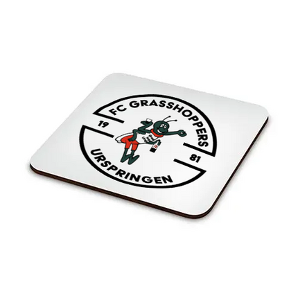 Glasuntersetzer aus Holz oder MDF – mit Grasshoppers Logo