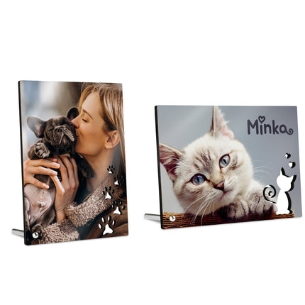 Personalisierter Foto Aufsteller – Tiermotive stilvoll inszeniert (Katze & Hund)