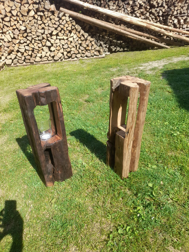 Kerzen- / Dekosäule aus alten Eichenbalken