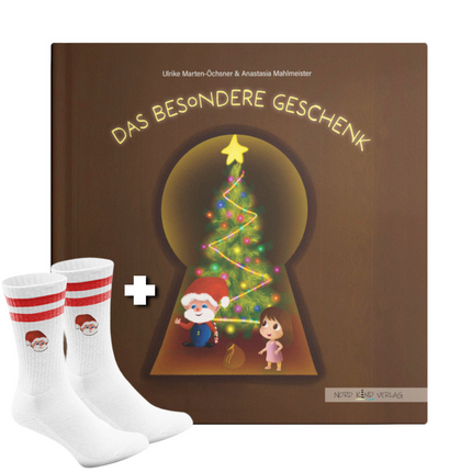 Weihnachtsgeschenk: Buch + Bio - Socken Bundle „Jonne“