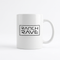 Klassische weiße Keramiktasse, bedruckt mit dem schwarzen Ranch Rave Logo